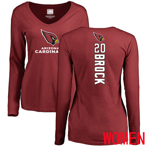 Arizona Cardinals Maroon Women Tramaine Brock Backer NFL Football #20 Long Sleeve T Shirt